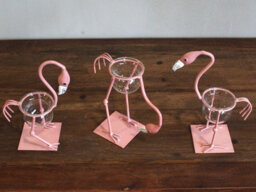 Serenityy Hydroponic Home Décor Pink Flamingo Metal Frame With Glass Test Tubes, Wooden Base, Eco Materials, 1 Pack - thumbnail 3