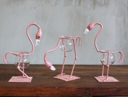 Serenityy Hydroponic Home Décor Pink Flamingo Metal Frame With Glass Test Tubes, Wooden Base, Eco Materials, 1 Pack - thumbnail 4