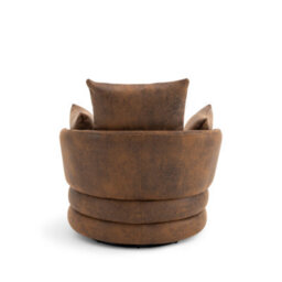 Accent Swivel Chair In Brown Faux Leather Suede - thumbnail 6