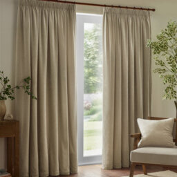 Yard Heavy Chenille Velvet Room Darkening Pencil Pleat Curtain Pair Linen (W)168Cm X (D)229Cm