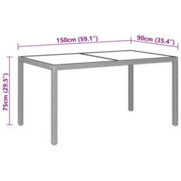 Berkfield Garden Table 150X90X75 Cm Tempered Glass And Poly Rattan Beige - thumbnail 5