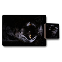 Benjamin Tate Design Black Panther Placemat And Coaster Set 12 Pieces With Wood Bottom - thumbnail 1