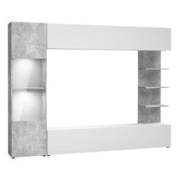Lazando Wall Unit For Living Room With Tv Space 160X116 Cm White And Concrete - thumbnail 2