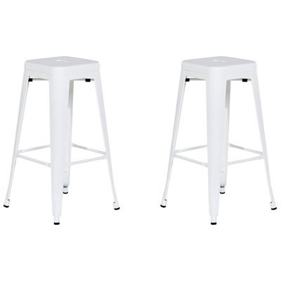 Beliani Set Of 2 Bar Stools Cabrillo Metal White - image 1