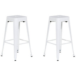 Beliani Set Of 2 Bar Stools Cabrillo Metal White - thumbnail 1