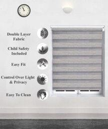 Lister Cartwright Day And Night/zebra Blinds, Premium Quality Double Roller, Vision Blinds(Dark Grey, 90 X 165 Cm) - thumbnail 3