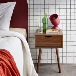 Sweeek - Pair Of 1-Drawer Walnut Stained Wood Bedside Tables Nepal Walnut 39X39X55 Cm - thumbnail 5
