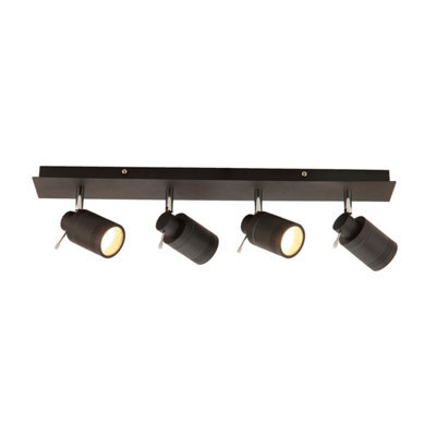 Plum&clay Washington Black Decorative Light 4 Spotlight Ceiling Bar & Bulbs Included - image 1