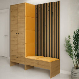 Balma Iii Hallway Anteroom With Versatile Arrangement Options Artisan Black With Yellow Panels