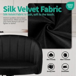"Stoolink Bar Stools Set Of 2 With Backs And Arms, Swivel Adjustable 33.5""-44"" Milk-Velvet Bar Chairs With Footrest - Black" - thumbnail 4