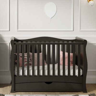 VICULII Gilbert Cot Bed Black With Drawer And Mattress - image 1