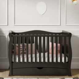 VICULII Gilbert Cot Bed Black With Drawer And Mattress