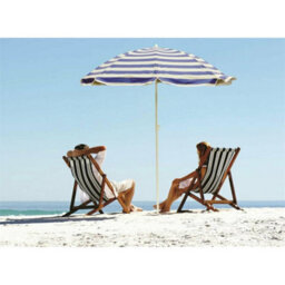 Garden Beach Patio Tilt Umbrella Parasol Sun Shade Upf Uv Protection Tilting-Blue Striped - thumbnail 5