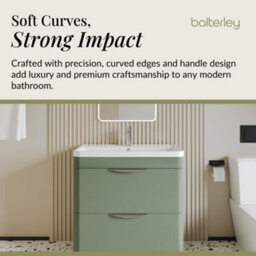 Balterley Aldershawe Contemporary Floor Standing 2 Drawer Bathroom Vanity Unit & Ceramic Basin, Satin Green, 810mm - thumbnail 6