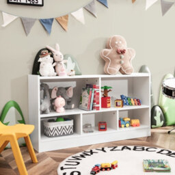 Costway Kids Storage Shelf Unit 5-Cubby Wooden Children Bookcase Toy Storage Organizer - thumbnail 8