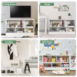 Costway Kids Storage Shelf Unit 5-Cubby Wooden Children Bookcase Toy Storage Organizer - thumbnail 3