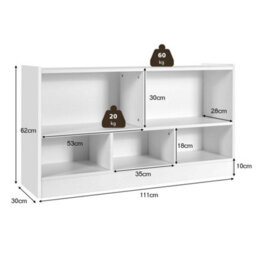Costway Kids Storage Shelf Unit 5-Cubby Wooden Children Bookcase Toy Storage Organizer - thumbnail 2