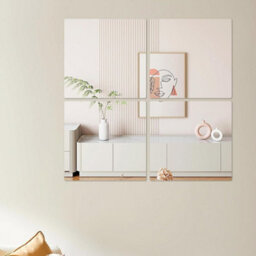 4Pcs Mirror Tile Wall Sticker Large Square Self Adhesive Room Decor Stick On Art - thumbnail 1