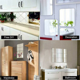 4Pcs Mirror Tile Wall Sticker Large Square Self Adhesive Room Decor Stick On Art - thumbnail 6