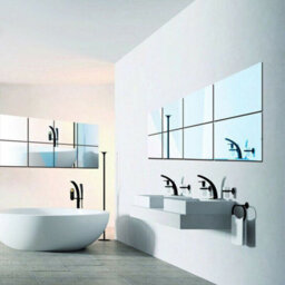 4Pcs Mirror Tile Wall Sticker Large Square Self Adhesive Room Decor Stick On Art - thumbnail 5