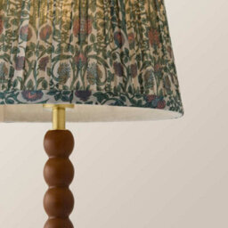 Valuelights Bobbin Floral Printed Pleated Shade Walnut Bobble Table Lamp - thumbnail 4