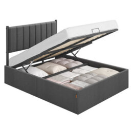 LEDREM Double Bed Frame, 135 X 190 Cm, Ottoman Bed With Lift-Up Storage, Hydraulic Lift, Modern Minimalist, Easy Assembly, Slate Grey - thumbnail 2