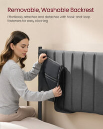LEDREM Double Bed Frame, 135 X 190 Cm, Ottoman Bed With Lift-Up Storage, Hydraulic Lift, Modern Minimalist, Easy Assembly, Slate Grey - thumbnail 5