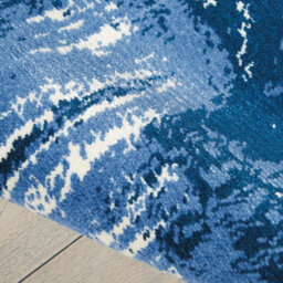 Blue Funky Luxurious Modern Easy To Clean Abstract Viscose Wool Rug For Living Room, Bedroom - 168Cm X 244Cm - thumbnail 7