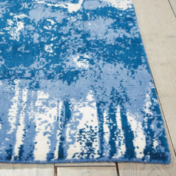 Blue Funky Luxurious Modern Easy To Clean Abstract Viscose Wool Rug For Living Room, Bedroom - 168Cm X 244Cm - thumbnail 4