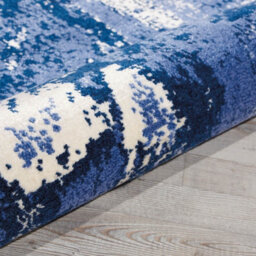 Blue Funky Luxurious Modern Easy To Clean Abstract Viscose Wool Rug For Living Room, Bedroom - 168Cm X 244Cm - thumbnail 5