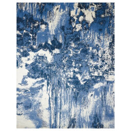 Blue Funky Luxurious Modern Easy To Clean Abstract Viscose Wool Rug For Living Room, Bedroom - 168Cm X 244Cm - thumbnail 8