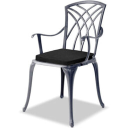 Homeology Oshowa Garden And Patio Table And 4 Large Chairs Bistro Set - Grey With Black Cushions - thumbnail 3