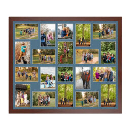 AK Frames 80X70Cm Rose Wood Modern Multi Photo Frame With Pompadour Mount - Holds 20 Apertures (18X) 6X4, (2X) 4X4 Photos - thumbnail 1