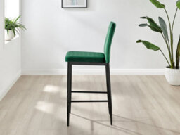 Furniturebox Set Of 2 Milan Green Diamond-Stiched Soft Touch Velvet Black Leg Padded Counter Stools - thumbnail 4