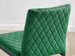 Furniturebox Set Of 2 Milan Green Diamond-Stiched Soft Touch Velvet Black Leg Padded Counter Stools - thumbnail 7