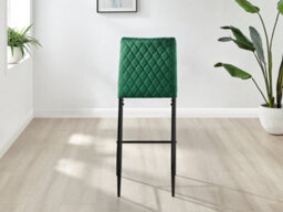 Furniturebox Set Of 2 Milan Green Diamond-Stiched Soft Touch Velvet Black Leg Padded Counter Stools - thumbnail 5