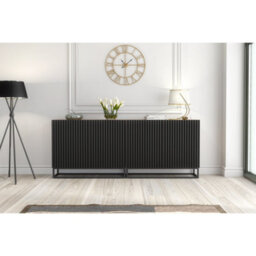 Sideboard Ripple 100Cm - Oak & Black Fluted Doors - thumbnail 9