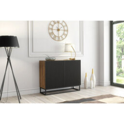 Sideboard Ripple 100Cm - Oak & Black Fluted Doors - thumbnail 3