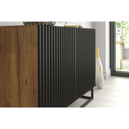 Sideboard Ripple 100Cm - Oak & Black Fluted Doors - thumbnail 2