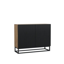 Sideboard Ripple 100Cm - Oak & Black Fluted Doors - thumbnail 7