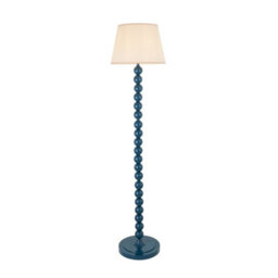 Luminosa Lighting Luminosa Higgledy Gloss Marlin Blue Paint Floor Lamp With Vintage White Fabric Ivy Shade 35Cm E27