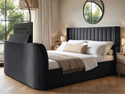 Flair Fallon Tv Side Lift Ottoman Bed Charcoal Velvet Super King - thumbnail 1