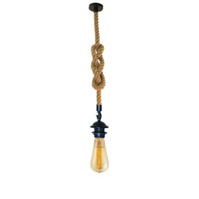 Vintage E27 Hemp Rope 2M Pendant Light Modern Retro Hanging Lamp - image 1