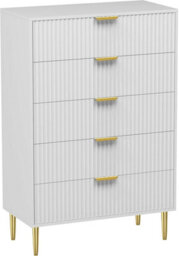 Xample Wooden Chic Fluted Kitchen Bed Living Room Chest Of 5 Drawers With Gold Handles Dresser Console Table Or Bedroom Hallway Storage - thumbnail 5