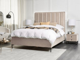 Beliani Bedroom Set Velvet Sezanne 140 X 200 Cm (Eu Double) Taupe - thumbnail 2