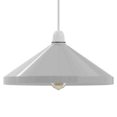 33.5Cm Painted White Metal Cone Lampshade Easy Fit With 4Cm Top Hole - image 1