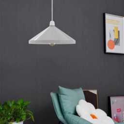 33.5Cm Painted White Metal Cone Lampshade Easy Fit With 4Cm Top Hole - thumbnail 4