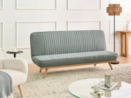 Beliani Sofa Bed 2 Seater Kalfafel Fabric Green - thumbnail 2