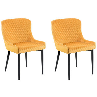Beliani Set Of 2 Dining Chairs Solano Velvet Yellow - image 1