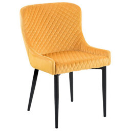 Beliani Set Of 2 Dining Chairs Solano Velvet Yellow - thumbnail 4